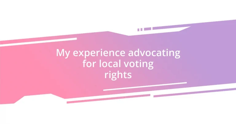 My experience advocating for local voting rights