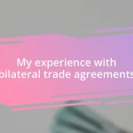 My experience with bilateral trade agreements