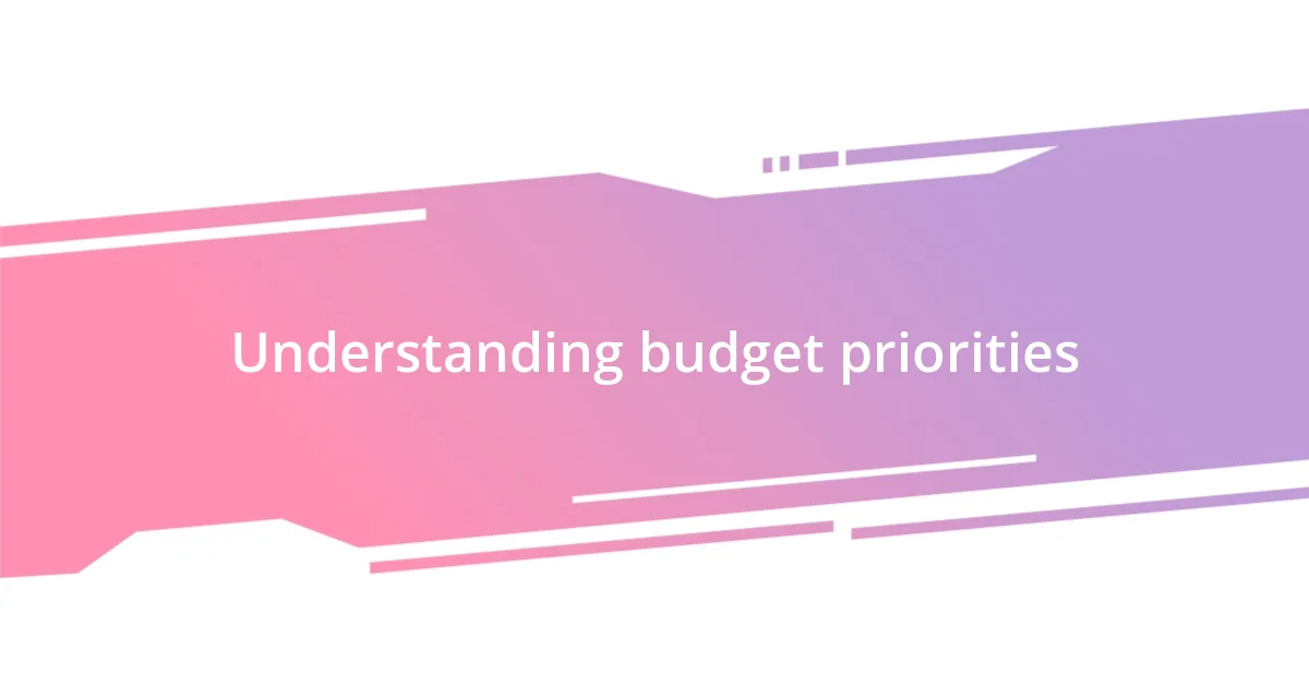 Understanding budget priorities